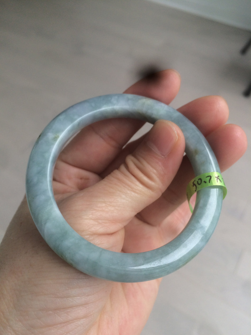 50.7mm Certified Type A 100% Natural green/blue/yellow snowy Jadeite Jade bangle AJ37-5271