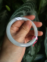 Load image into Gallery viewer, 53.7mm certificated Type A 100% Natural white round cut Jadeite Jade bangle Z49-3437
