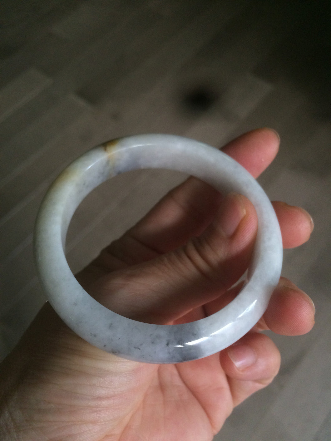 53.5mm 100% natural Type A white/yellow/black jadeite jade bangle U83-3744