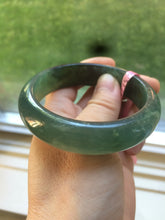 Load image into Gallery viewer, 55.5 mm 100% Natural icy watery blue/black/gray Xiu Jade (Serpentine) bangle A31 卖了sold
