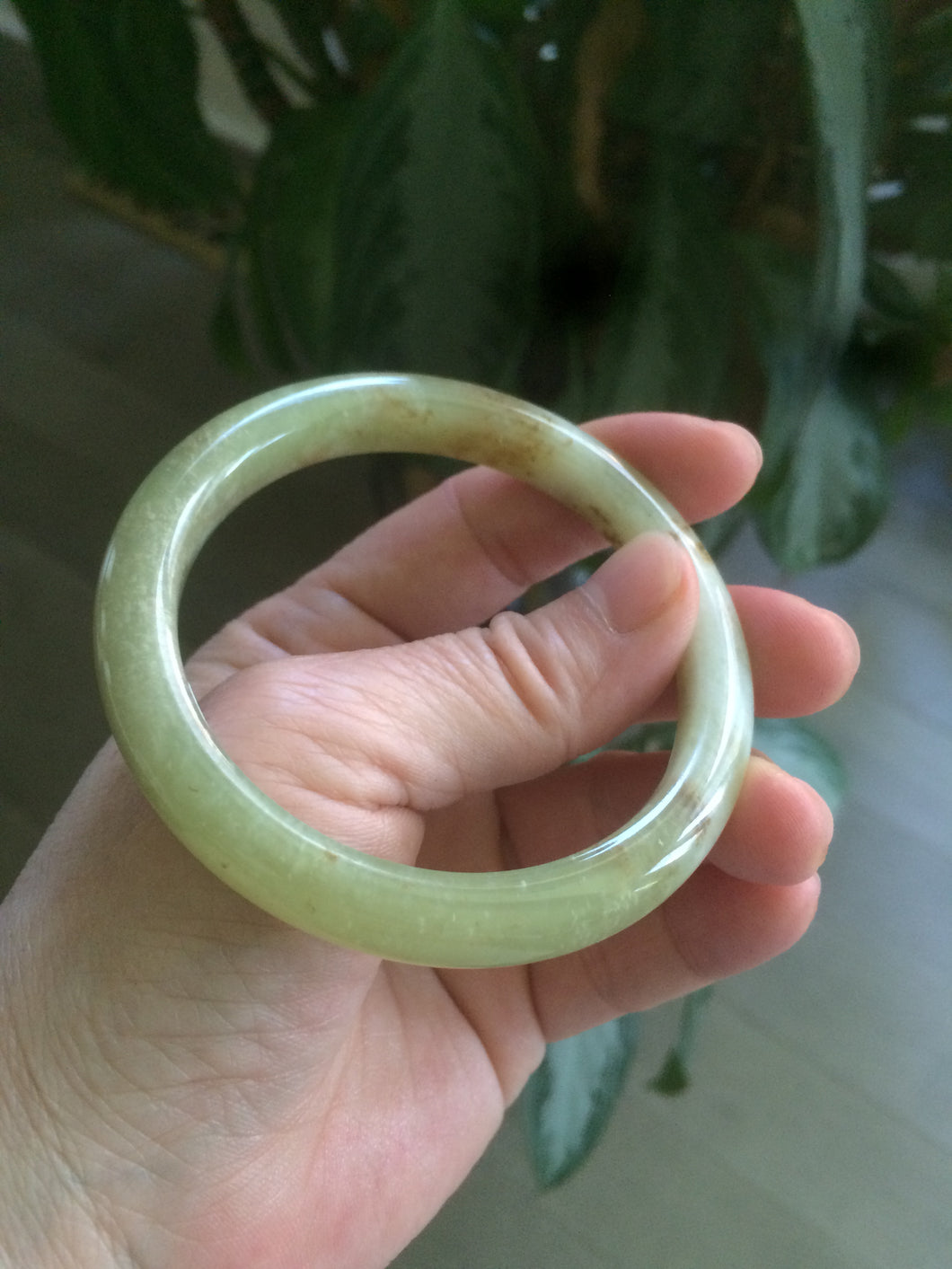 55.2mm Certified Type A 100% Natural yellow/sugar brown flying snow and dandelions nephrite Hetian Jade bangle HT33-0464