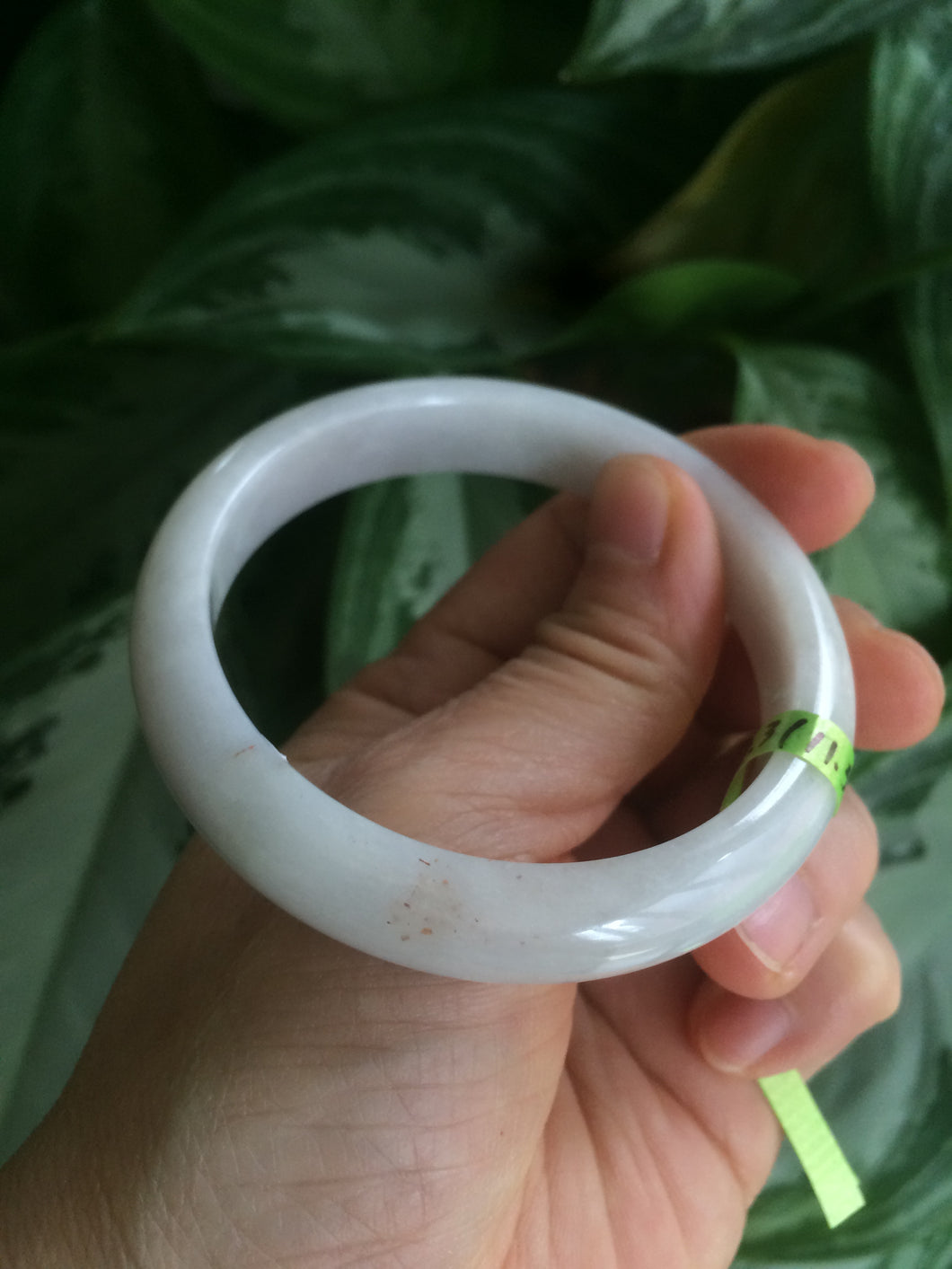 54.3mm Certified type A 100% Natural light green/white/orange jadeite jade bangle KS75-6861