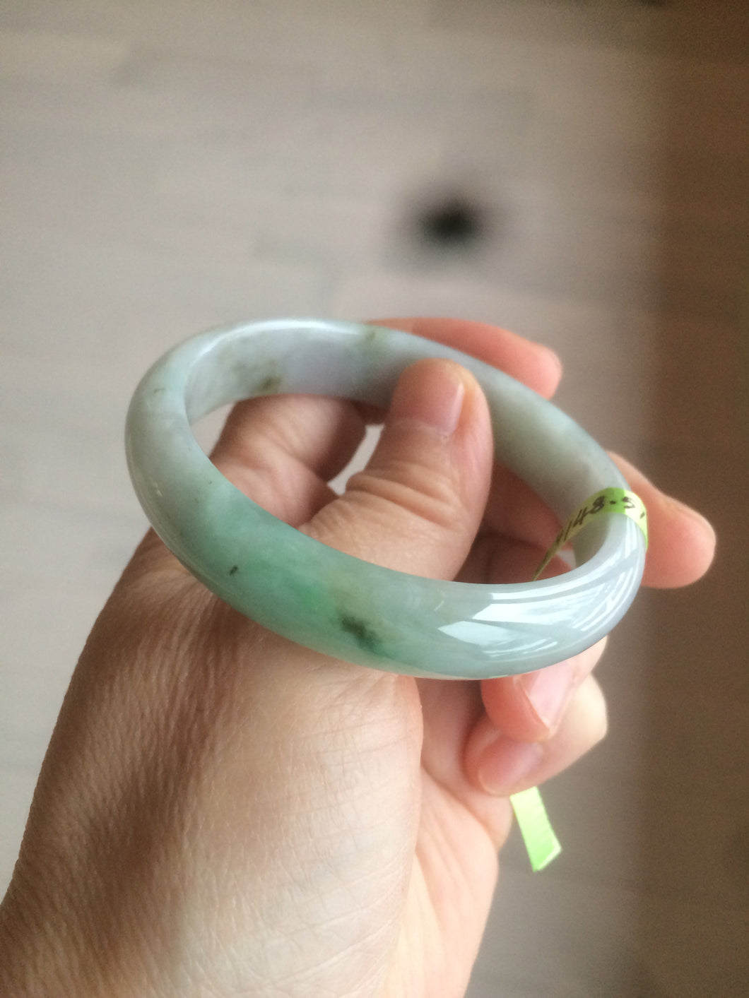 51mm 100% natural Type A green oval jadeite jade bangle U72-1523