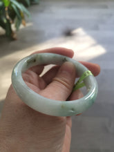 Load image into Gallery viewer, 53.4mm Certified type A 100% Natural watery green white Jadeite Jade bangle U64-4123
