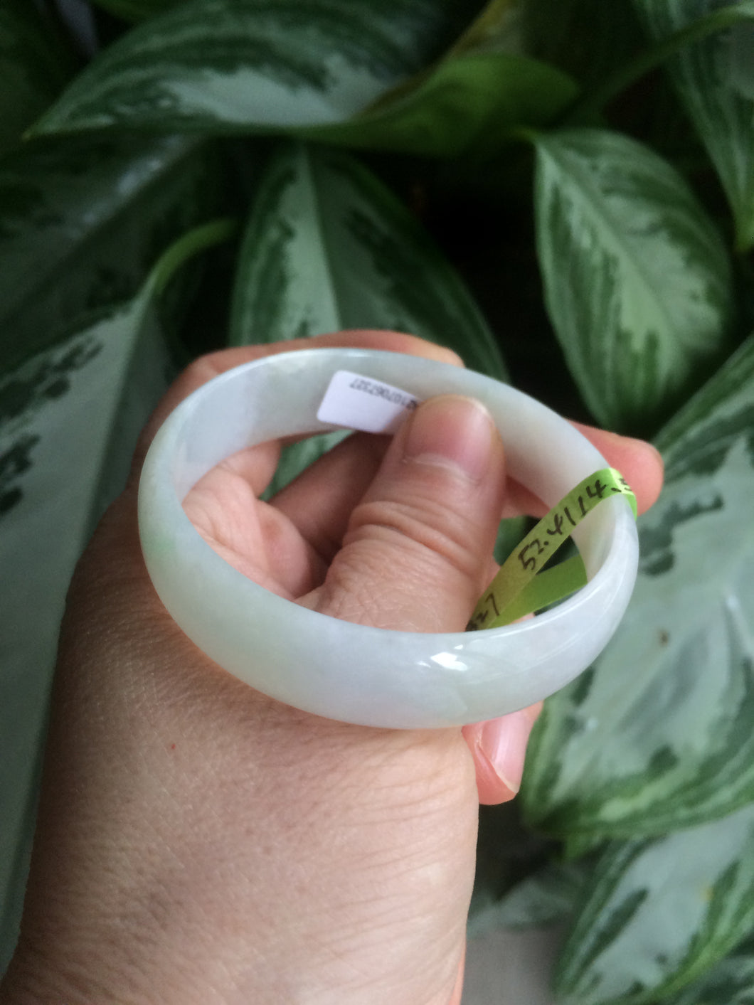 52.4mm certified Type A 100% Natural light green/white/purple thin Jadeite Jade bangle Z98-7327