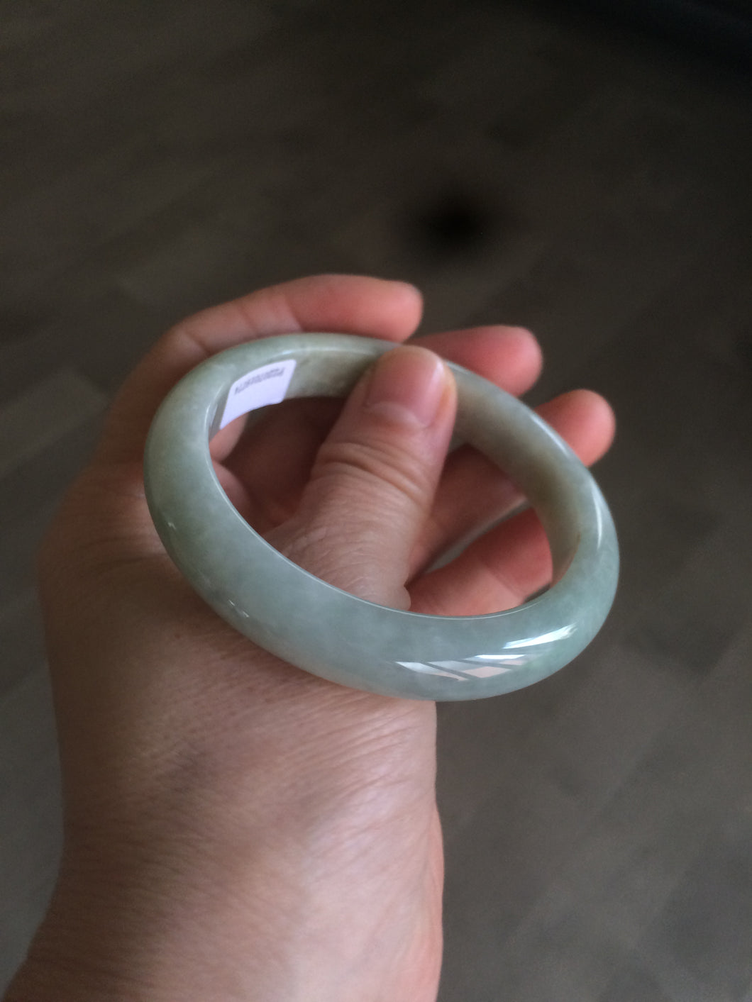 54.4mm Certified Type A 100% Natural white/light green Jadeite Jade bangle AF61-9774