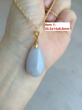 Load image into Gallery viewer, 100% natural icy watery green/purple type A jadeite jade water drop pendant necklace group AD23
