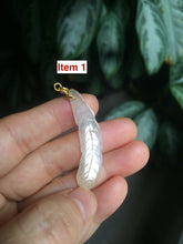 Load image into Gallery viewer, 100% Natural type A light green/white jadeite Jade feather pendant AB Add on item, not sale individually.
