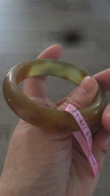 Load and play video in Gallery viewer, 52.9mm 100% Natural yellow/red/orange/gray Xiu Jade (Serpentine) (The Origin of Life) bangle A30
