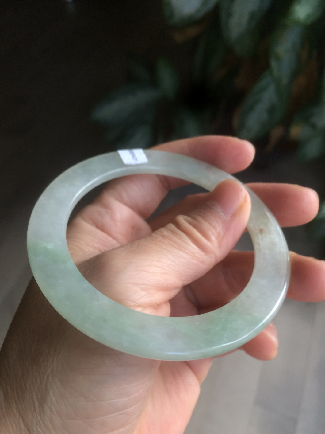 55.5mm certified Type A 100% Natural icy light green/orange thin Jadeite bangle AC15-0431