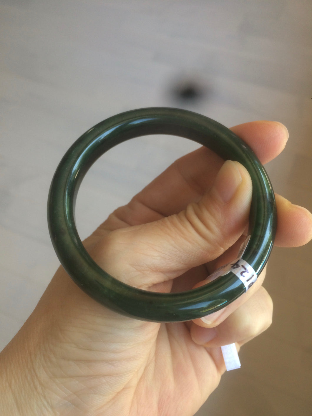 53mm certified 100% Natural dark green/black nephrite(碧玉) Hetian Jade bangle HE19-0124