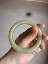 Load image into Gallery viewer, 59mm 100% Natural yellow/brown round cut Hetian nephrite Jade bangle HF5
