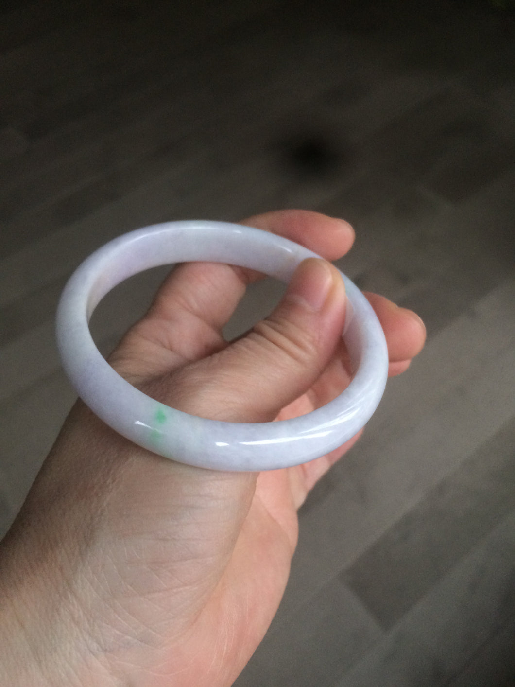 57.5mm certified Type A 100% Natural sunny green/purple/white Jadeite Jade bangle KS85-0575 (Clearance)