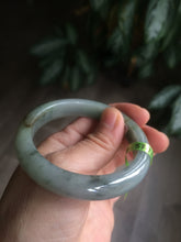 Load image into Gallery viewer, 53.7mm Certified Type A 100% Natural light green/gray Jadeite Jade bangle L95-6796
