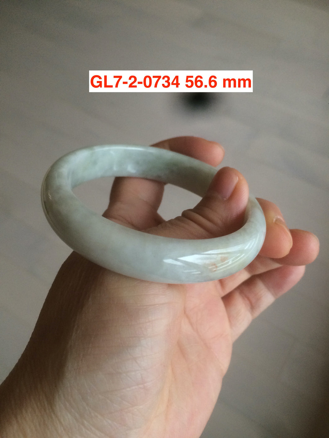 54-62mm certified Type A 100% Natural light green white Jadeite Jade bangle GL7