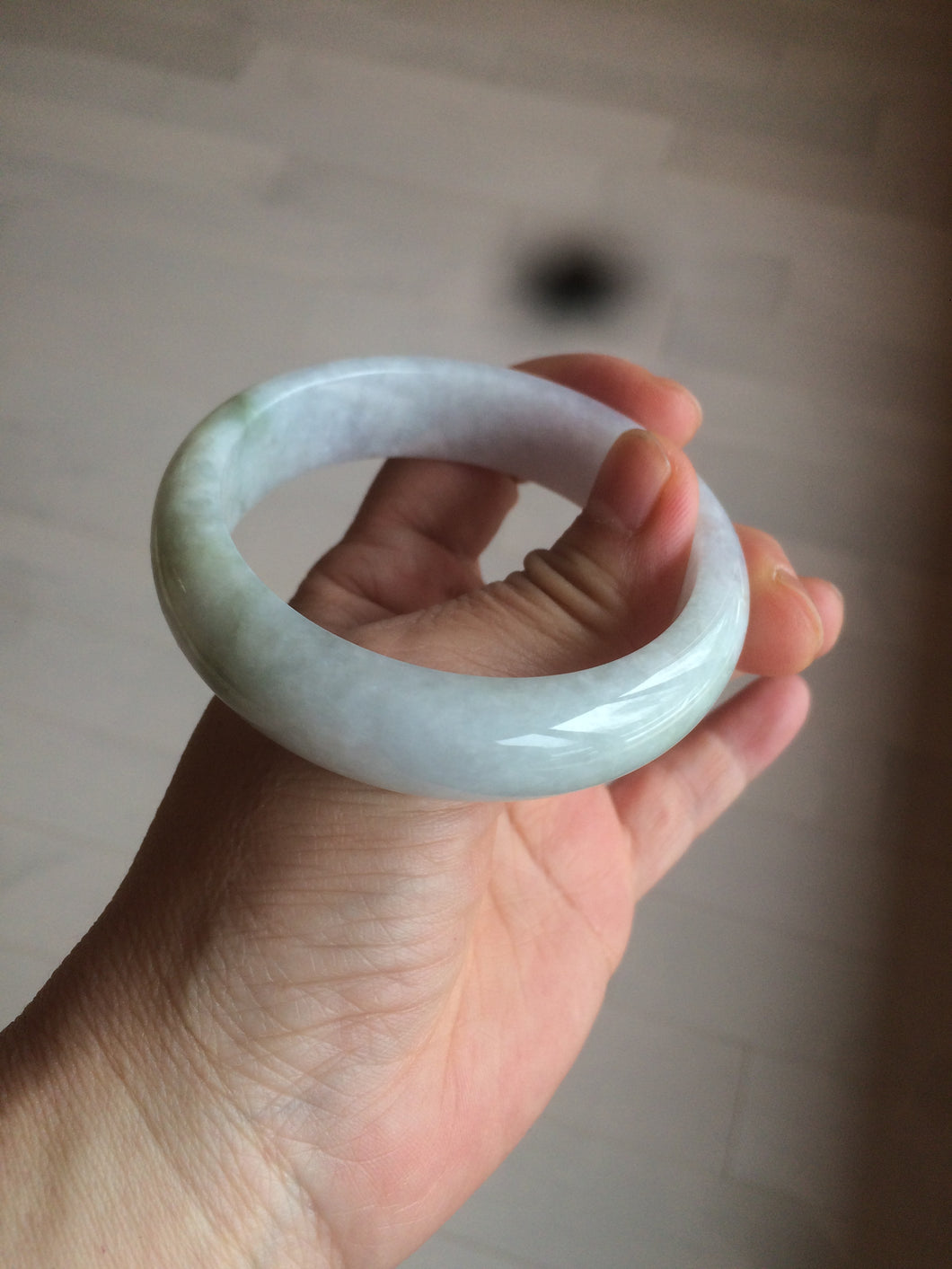 55.7mm certified 100% natural Type A  green/white/purple jadeite jade bangle AF14-8935