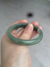 Load image into Gallery viewer, 52.5mm Certified Type A 100% Natural oily dark green/gary oval Jadeite Jade oval bangle etsyAT10-1498
