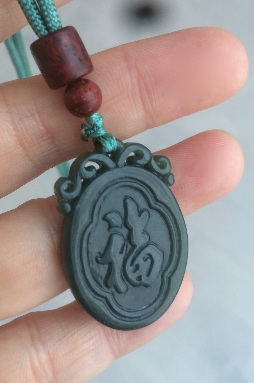 100% Natural dark green/black Hetian Jade blessed fortune pendant HT7 Add on item! not sale individually