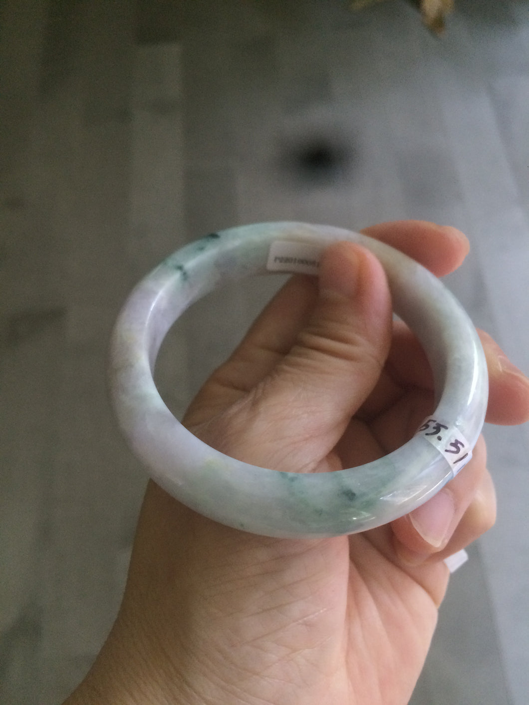 55.5mm Certified 100% natural Type A green/purple/red (福禄寿)jadeite jade bangle U90-0518