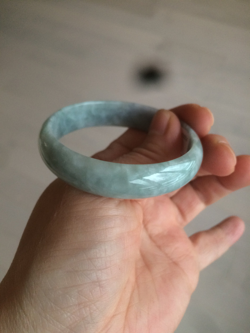 51.5mm certified Type A 100% Natural green/purple/gray Jadeite Jade bangle C46-0457