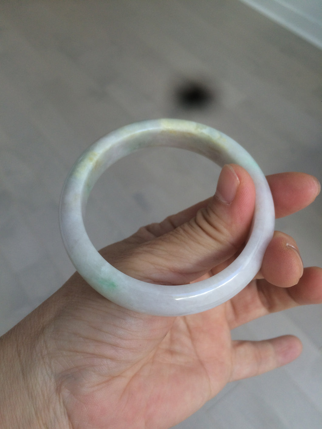 56.2 mm certificated Type A 100% Natural light green/yellow/purple Jadeite Jade bangle AM7-7533