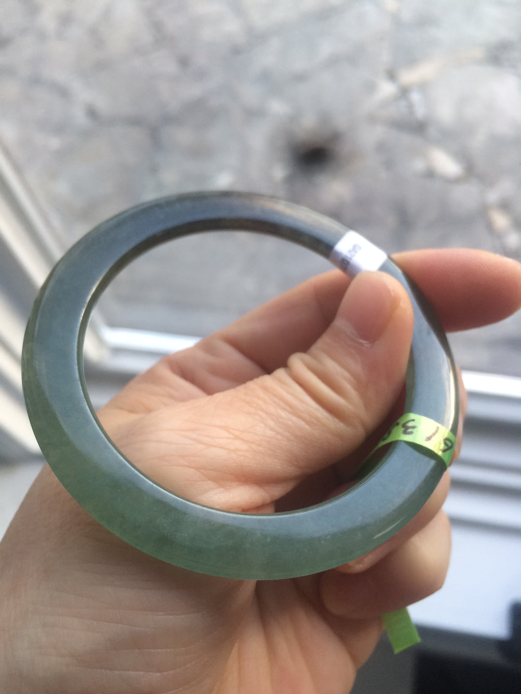 52mm Certified Type A 100% Natural blue/dark green/black super thin Jadeite Jade bangle X62-7339