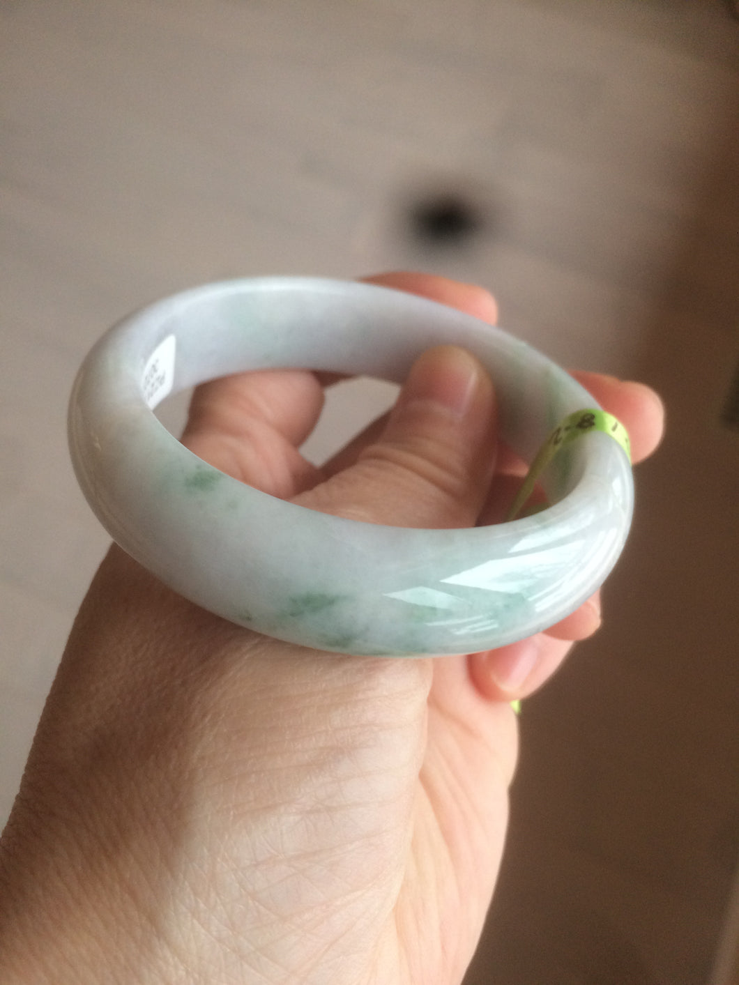 53mm type A 100% natural certified green jadeite jade bangle U77-0727((Clearance item with big defects)