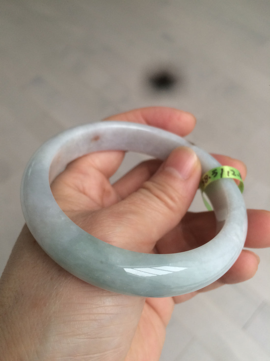 58.5mm Certified Type A 100% Natural light green/red jadeite jade bangle AD3-3048