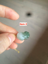 Load image into Gallery viewer, 100% natural type A icy watery jadeite jade green/white 3D PiXiu(貔貅) pendant necklace C30

