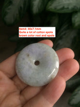 Load image into Gallery viewer, 38-43mm Type A 100% Natural green/purple Jadeite Jade Safety Guardian Button donut Pendant/worry stone/car hanger group AE27
