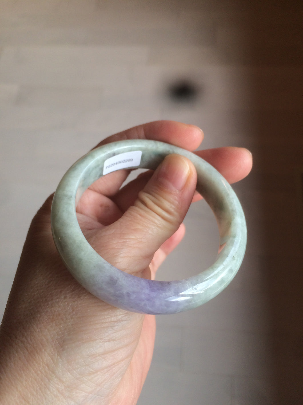 52.6mm 100% natural Type A light green/purple jadeite jade bangle AR42-2209