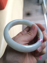 Load image into Gallery viewer, 57.2mm certified Type A 100% Natural light green/white Jadeite Jade bangle  AB21-6215
