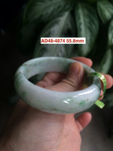 Load image into Gallery viewer, 53-55mm certifaied Type A 100% Natural sunny green/white/black Jadeite Jade bangle (with defects) Group AD48
