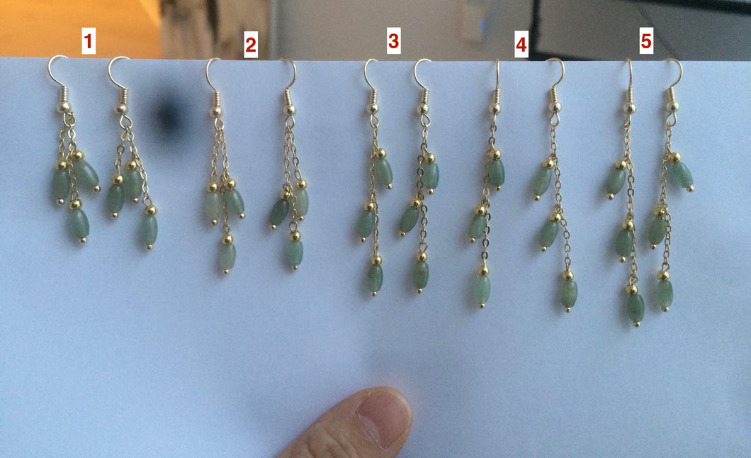 100% Natural type A green jadeite Jade beads dangling earring A(add on item, Not sale individually.)