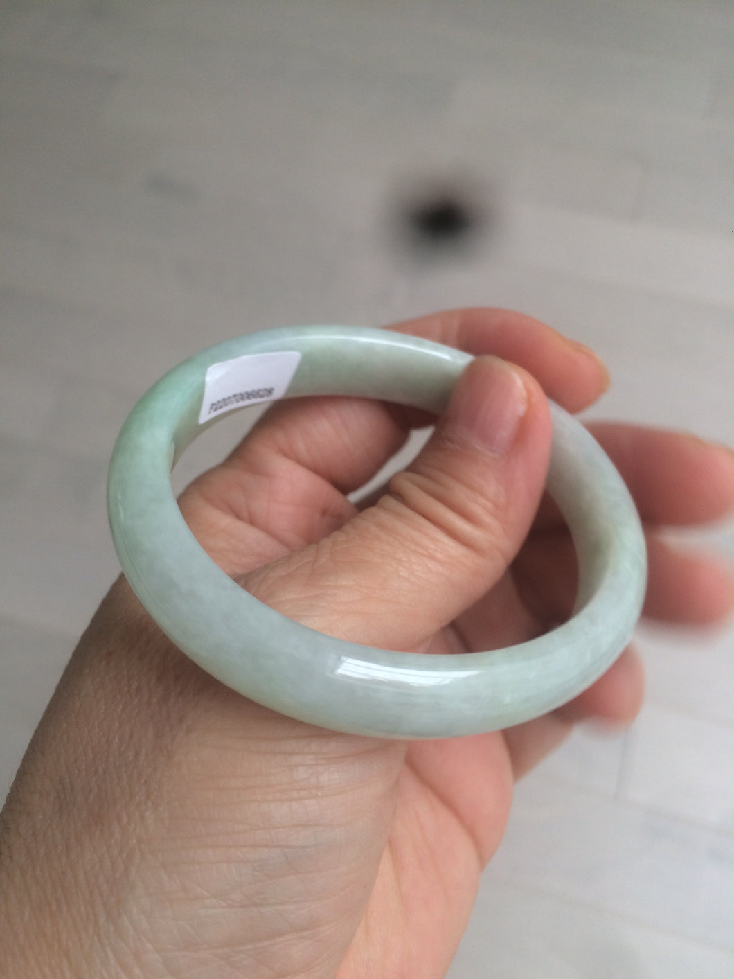 50.1mm Certified Type A 100% Natural light green round cut Jadeite Jade bangle Z115-6628