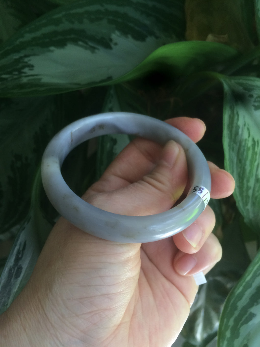 55mm Certified Type A 100% Natural ash gray/purple/white with flying dandelions nephrite Hetian Jade bangle HT26-0684