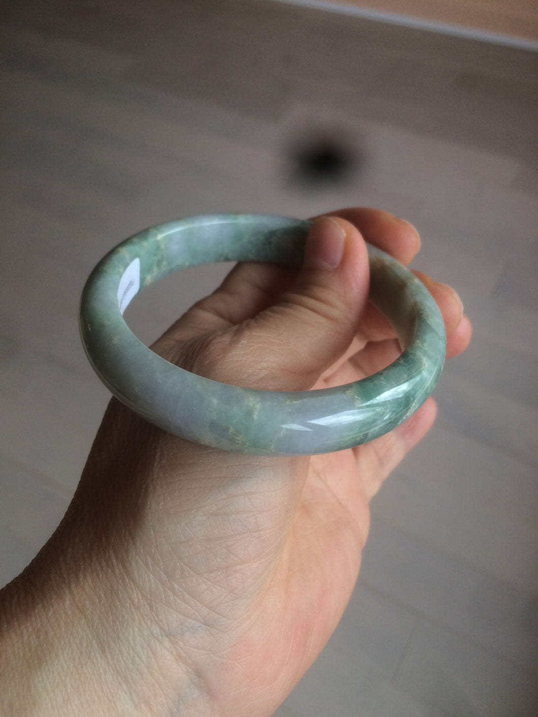 58.5mm Certified Type A 100% Natural light green/purple jadeite jade bangle U128-9906