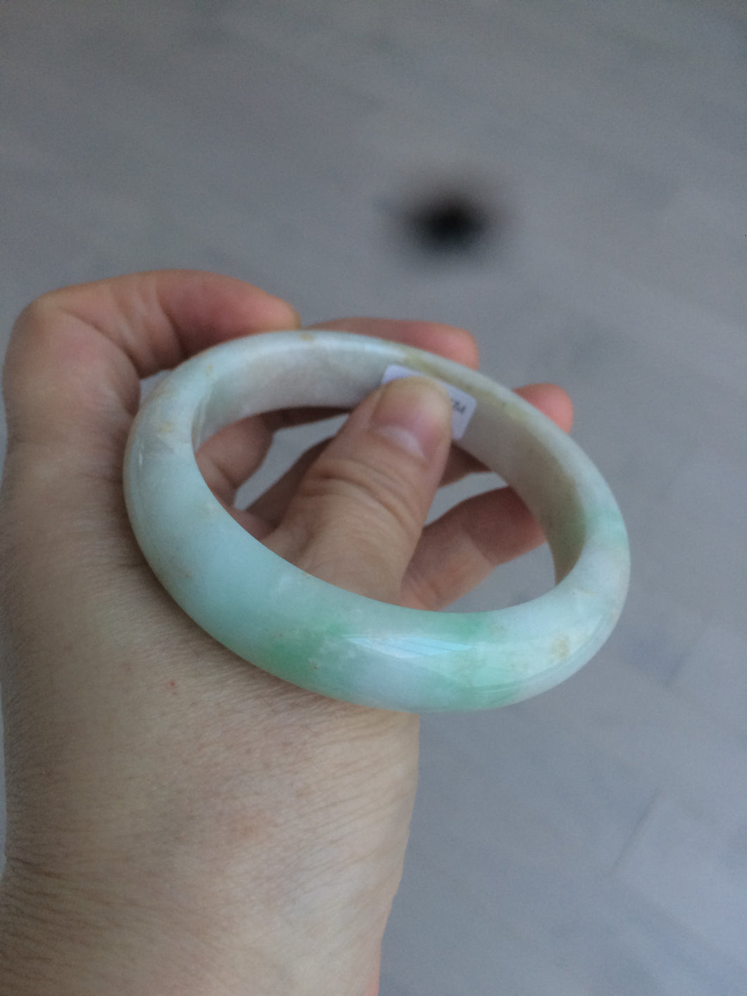 54.4mm certified type A 100% Natural sunny green/white/brown jadeite jade bangle AT19-3318