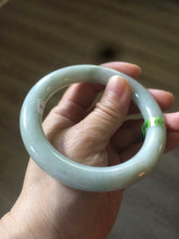 Load image into Gallery viewer, 58.8mm certified 100% natural type A light green/white/gray Chubby round cut jadeite jade bangle Q25-3074
