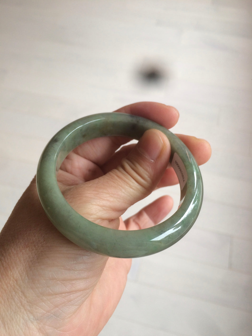 52mm Certified 100% natural Type A dark green jadeite jade bangle AB63-0060