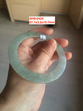 Load image into Gallery viewer, 52-60mm certified Type A 100% Natural icy light green/white snowy super thin Jadeite bangle group15-AH
