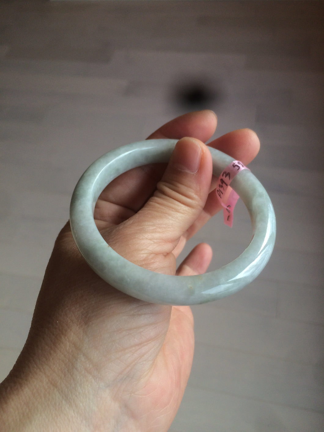 55.4mm certified 100% natural green white jadeite jade bangle D1-1393