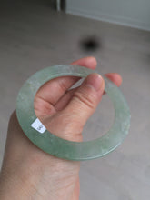 Load image into Gallery viewer, 55.5mm Certified Type A 100% Natural icy watery sunny green/white snowy thin style Jadeite bangle AB58-0425
