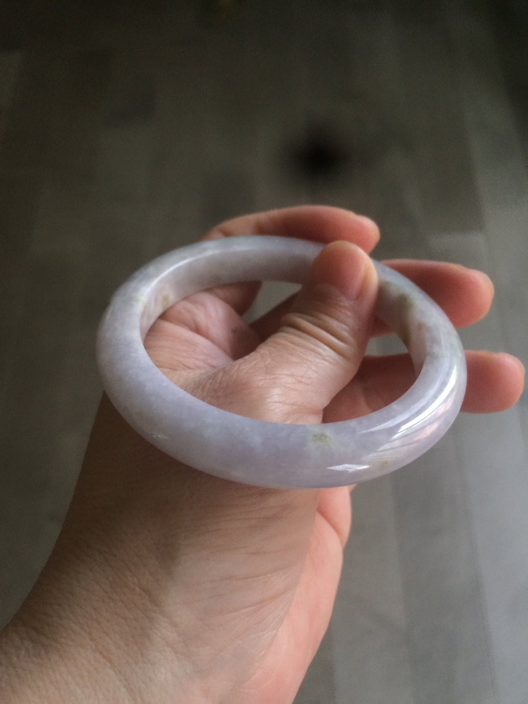 55.6mm Certified type A 100% Natural light green/purple/white Jadeite bangle AT24-1368