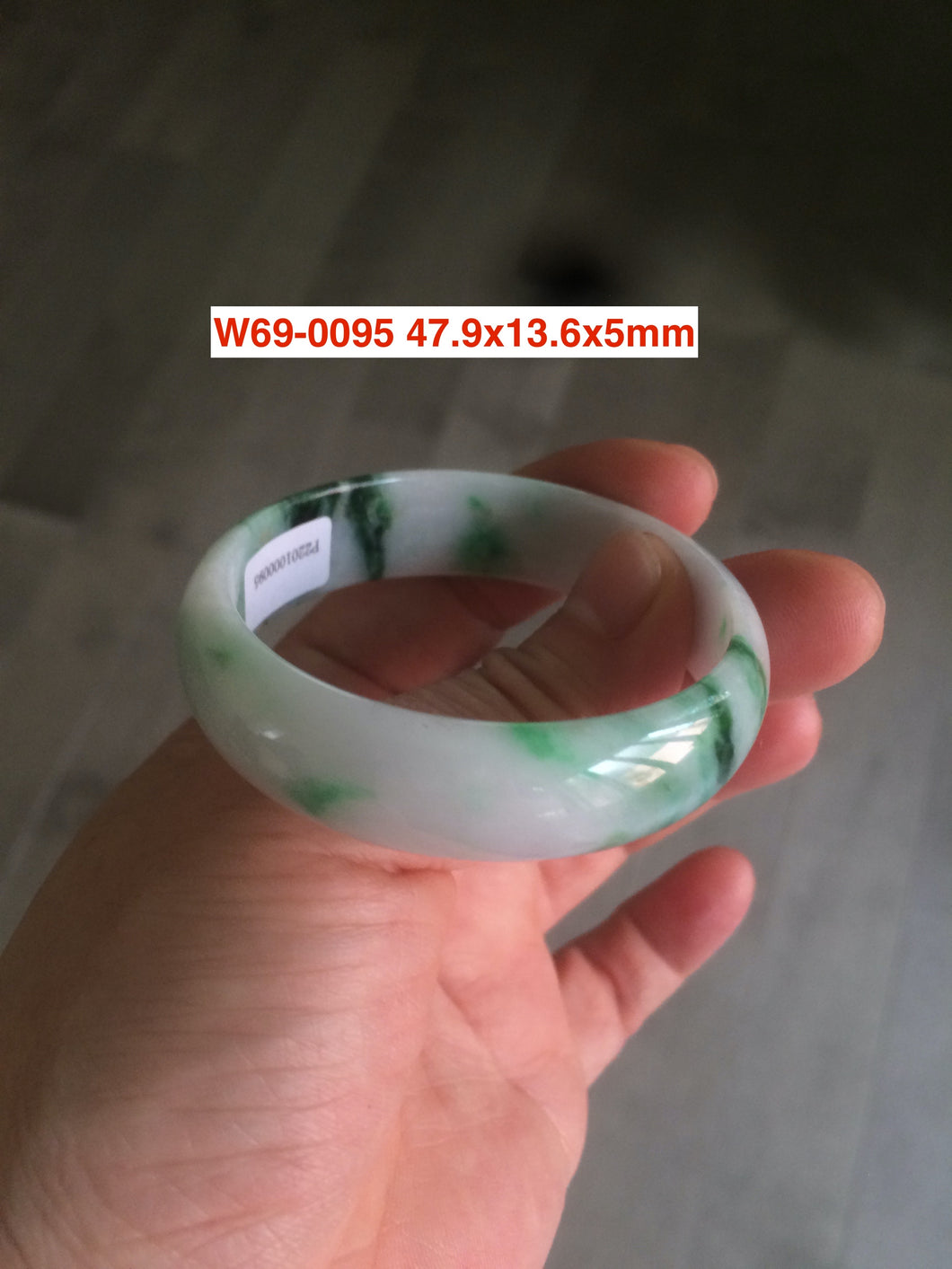 46-48mm certified Type A 100% Natural sunny green/white kids Jadeite Jade bangle Group W69-0096