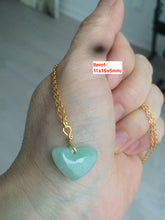 Load image into Gallery viewer, Type A 100% Natural watery light green/apple green Jadeite Jade 3D sweet heart Pendant Q87 (Clearance item)
