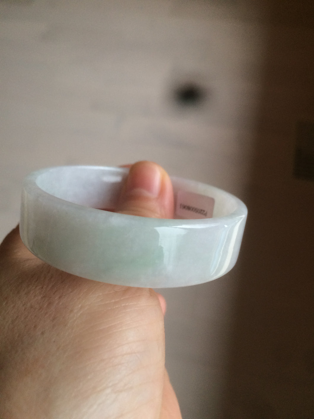 52mm Certified Type A 100% Natural green/white square Jadeite Jade bangle AT55-8061