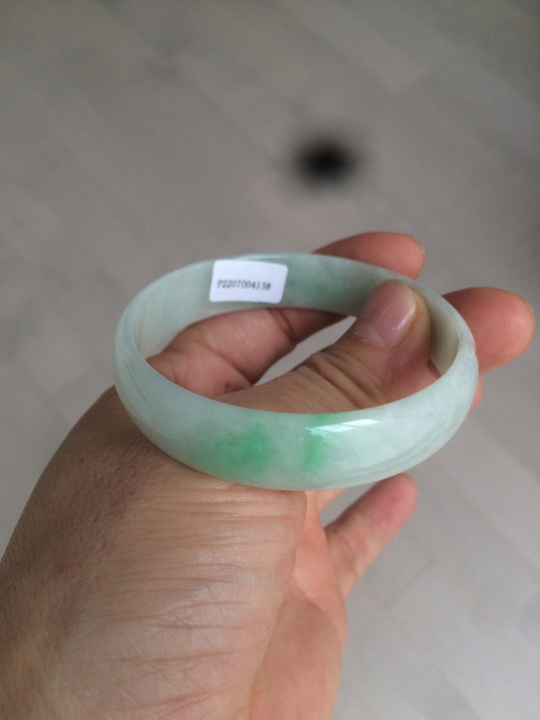 52.6mm 100% natural Type A sunny green/red  jadeite jade bangle AQ43-4138