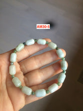 Load image into Gallery viewer, 100% natural green/white type A jadeite jade Capsule bead bracelet AM30
