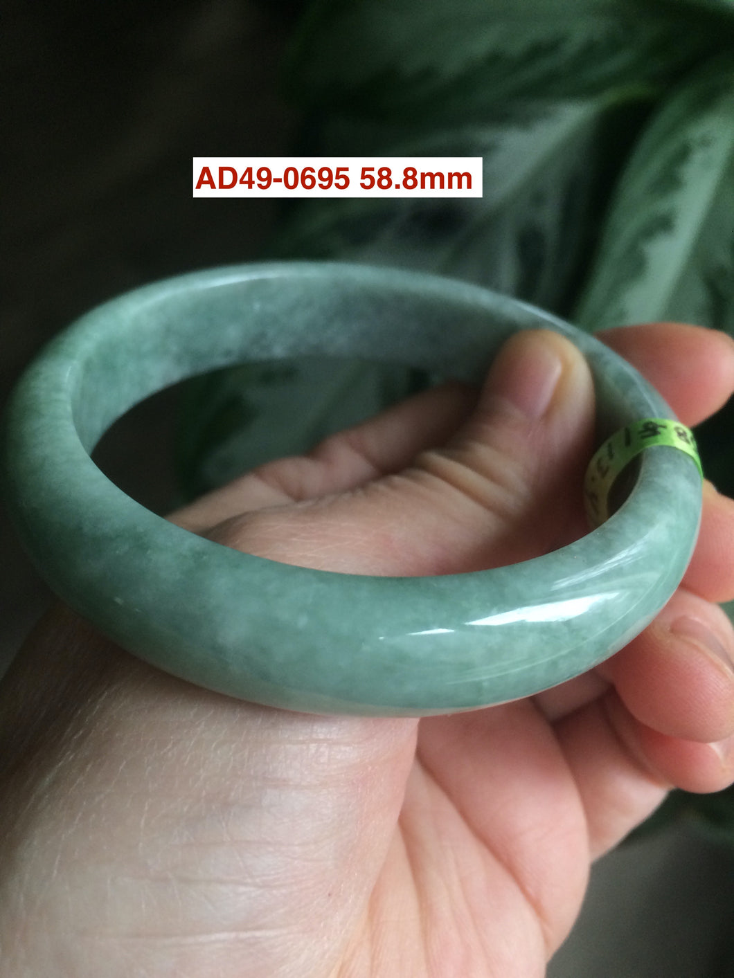 58-59mm certifaied Type A 100% Natural bean green/black Jadeite Jade bangle (with defects) Group AD49